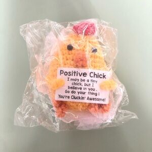 NWT - Adorable Crochet Positive Chick Plush Toy - Spread the Cluckin' Positivity